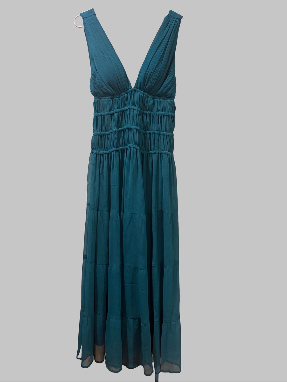 Teal blue/green V-Neck flowy Maxi Dress - Casual Elegant